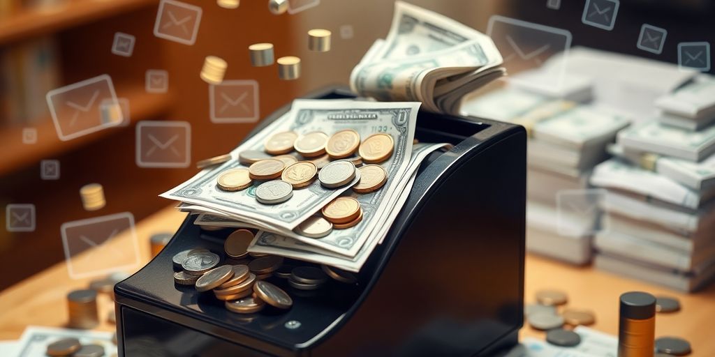 Money flowing into a digital course.