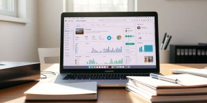 Laptop displaying academic workflow tools.